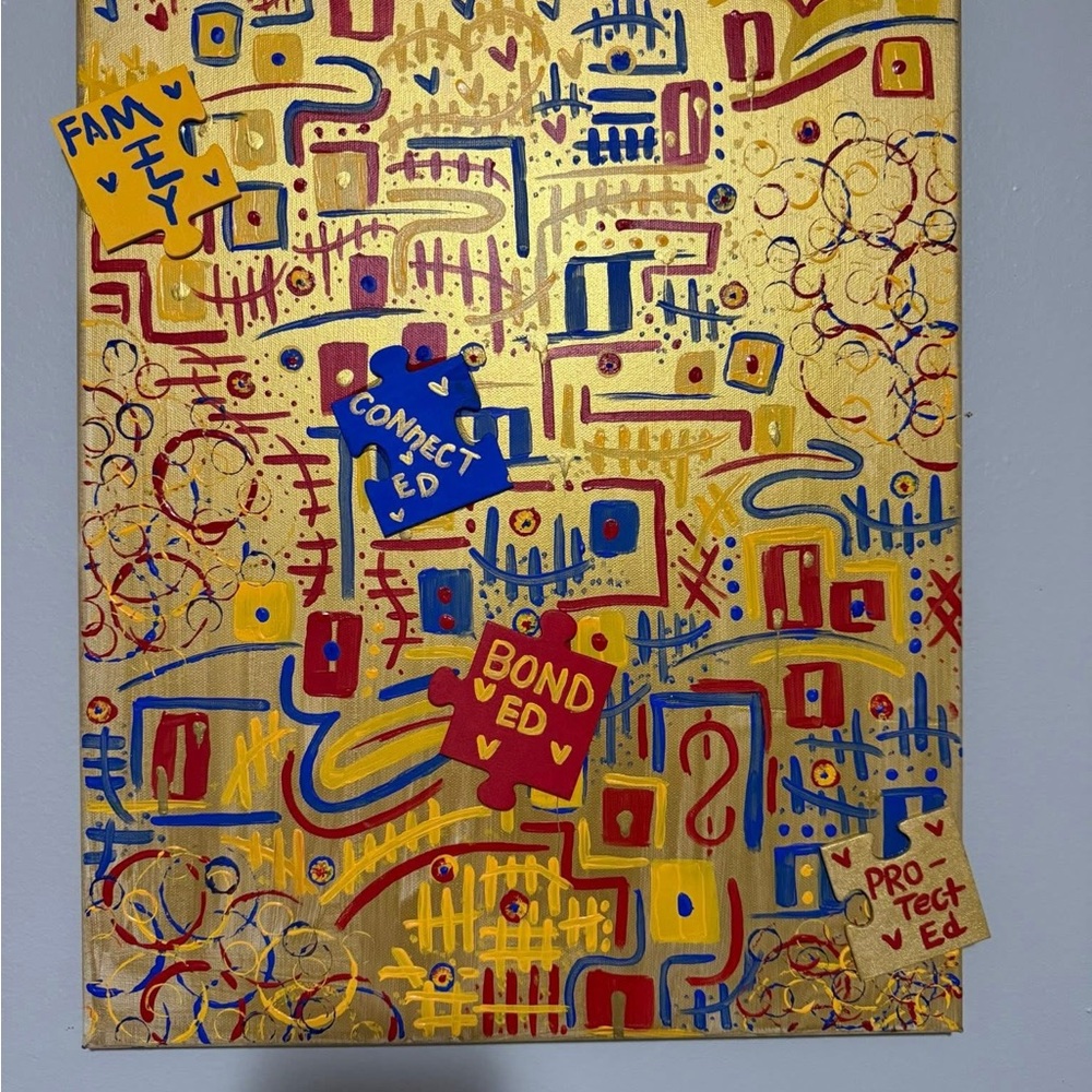 Colorful Abstract Canvas with Puzzle Motifs